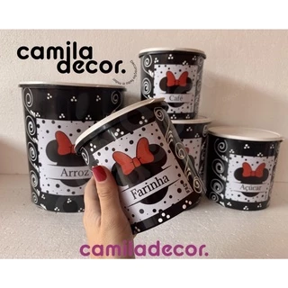 Conjunto Porta Mantimentos Redondo Conservador Com 5 Potes Minnie