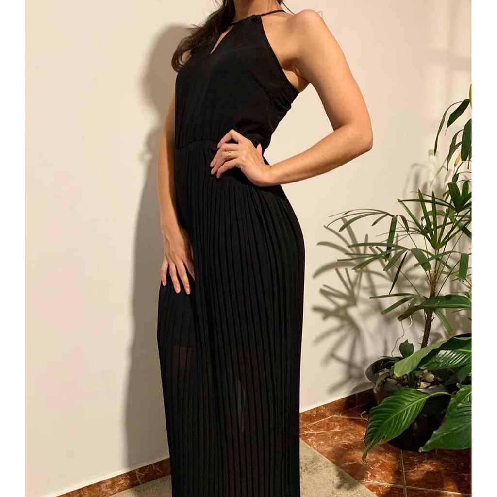 Vestido deals plissado preto