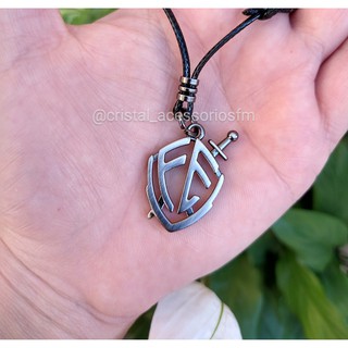 Cordão encerado Masculino escudo Fé colar masculino pingente aço