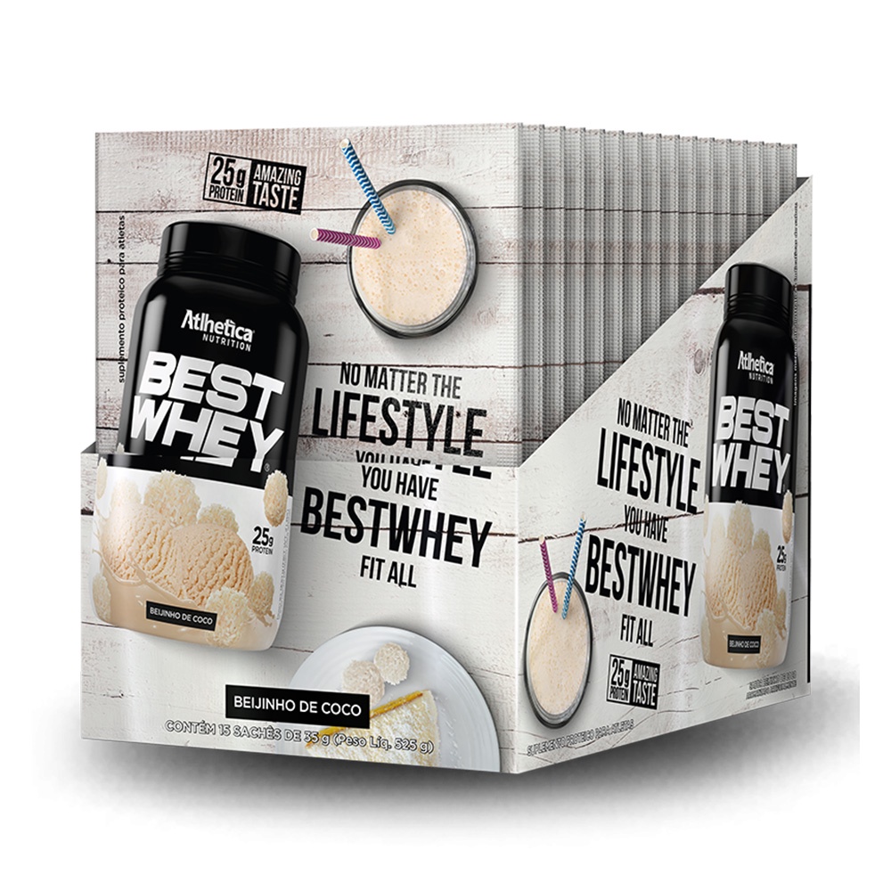 Best Whey Display com 15 Sachês - Atlhetica Nutrition - Vários Sabores ...