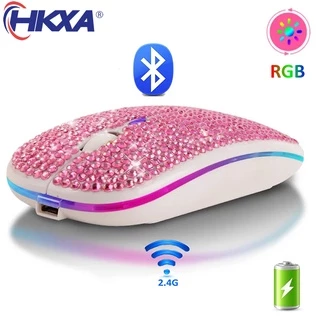 Mouse Sem Fio Bluetooth5.2 RGB Recarregável Rato Rhinestone Mause Ergonômico Retroiluminado Gaming Para PC Portátil Computador Silencioso