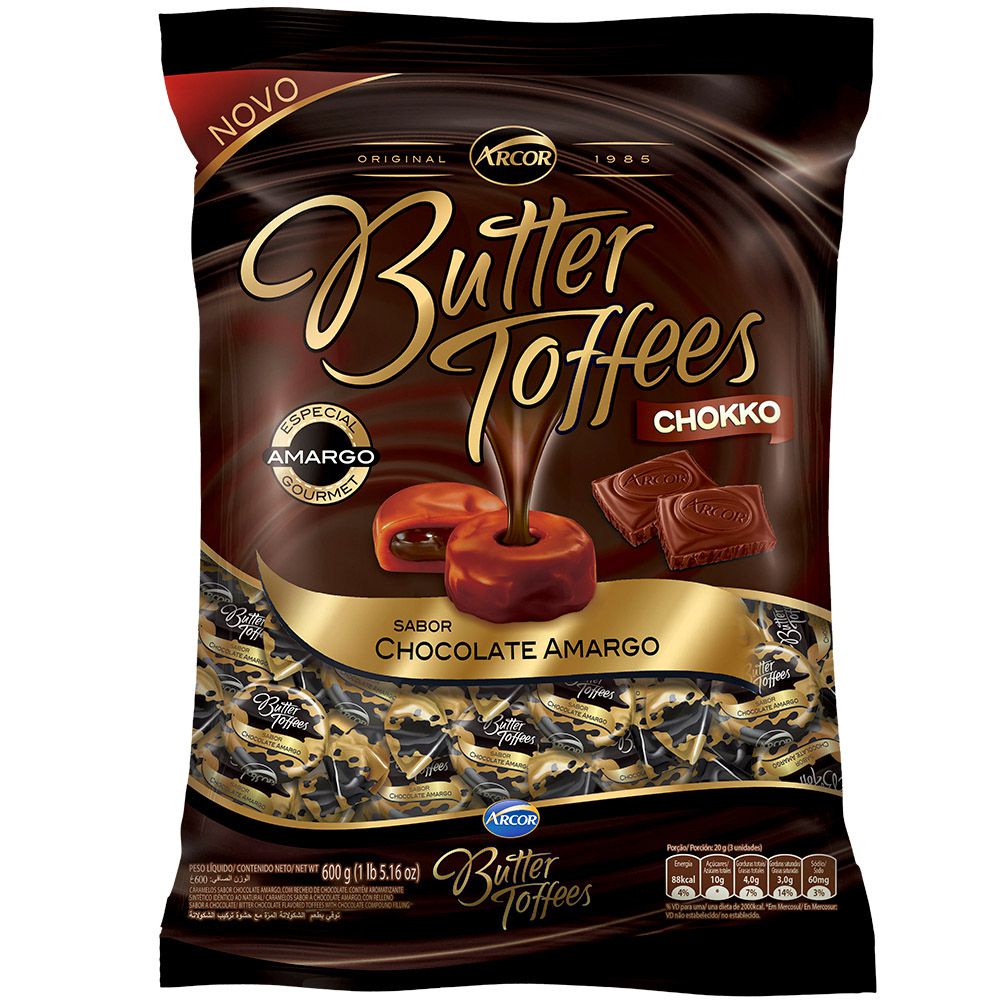 Bala Butter Toffees Chokko Chocolate Amargo 500g Arcor | Shopee Brasil