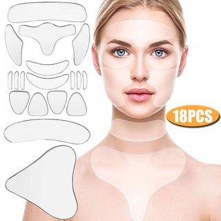 Adesivos Faciais de Silicone de 18 peças Adesivos Reutilizáveis de Remoção de Rugas de Silicone