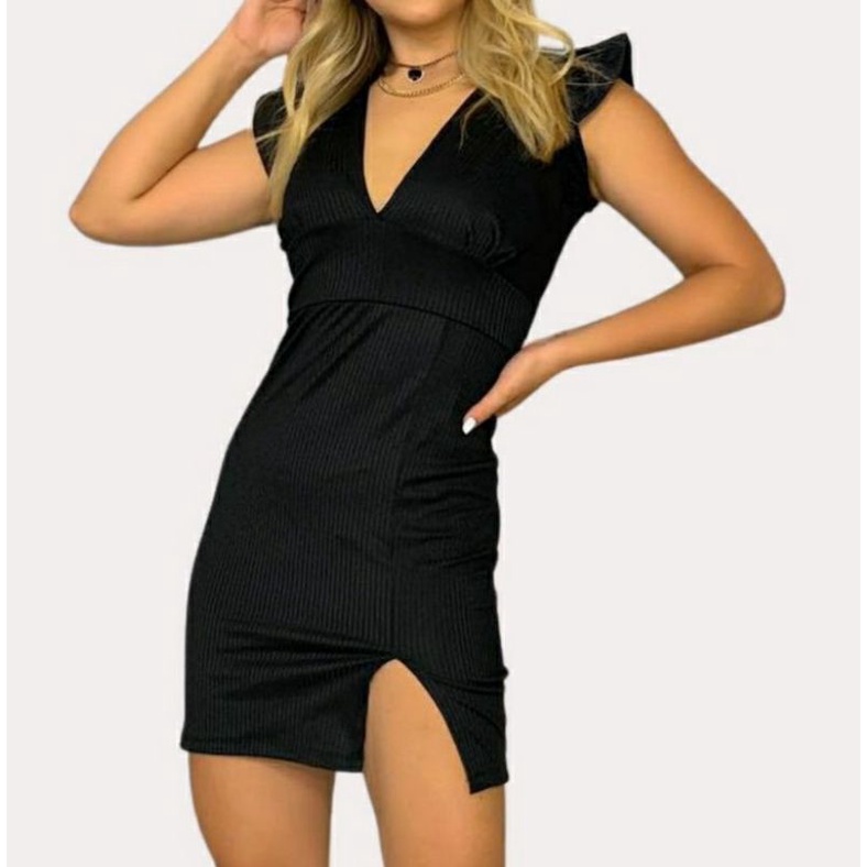 Vestido curto hot sale fenda lateral