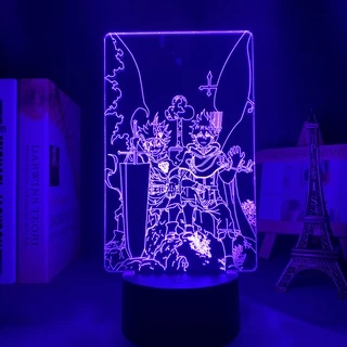 Mesa De Quarto Infantil Black Clover/Yano and Rasta Anime Com Claro Led Para Decoração /