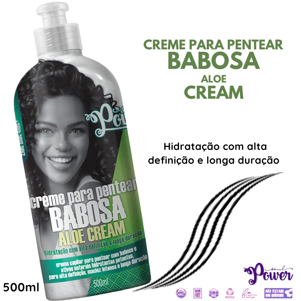 Creme Para Pentear Babosa Aloe Cream Hidratação Soul Power 500ml Original