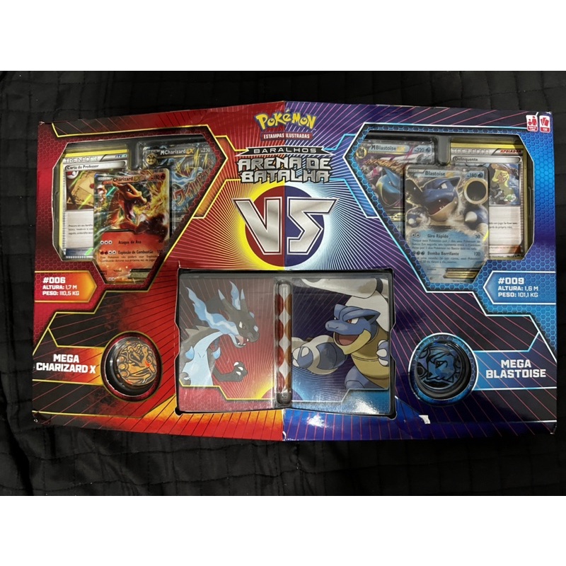 Box Pokémon Arena de Batalha: Deck Charizard EX, Mega Charizard e Blastoise EX, Mega Blastoise