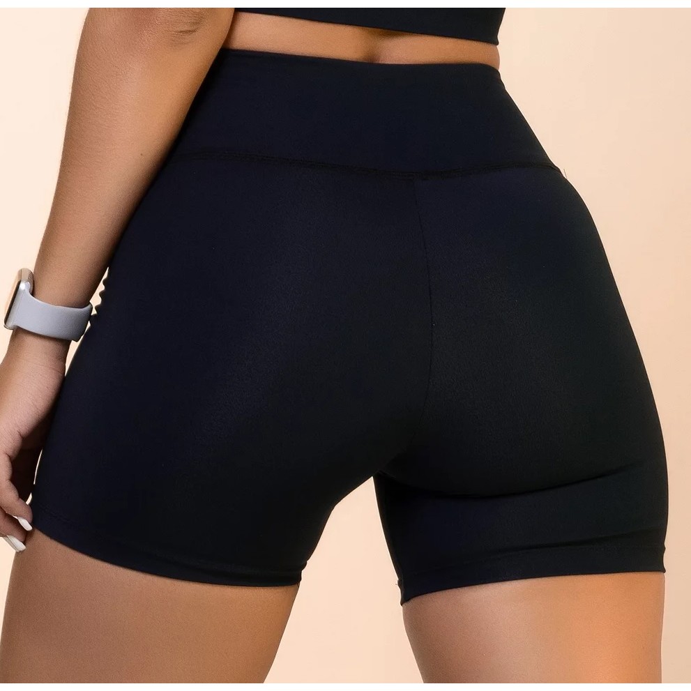 Short legging Suplex lycra Academia Fitness praia verão Feminino Curto liso  preto - Escorrega o Preço