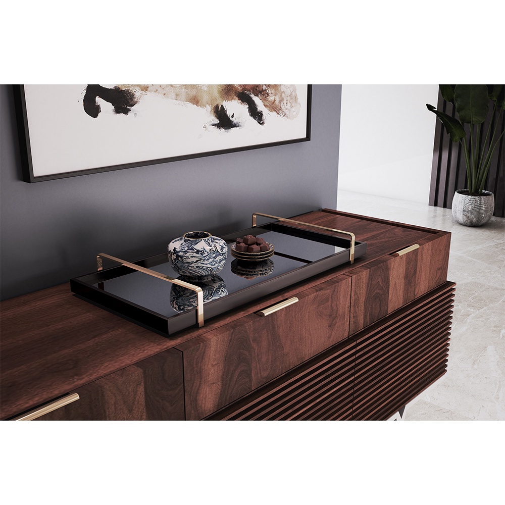 Bandeja Espelhada de Mesa Decoração Servir Café Sala Escritório Cafeteira bebidas