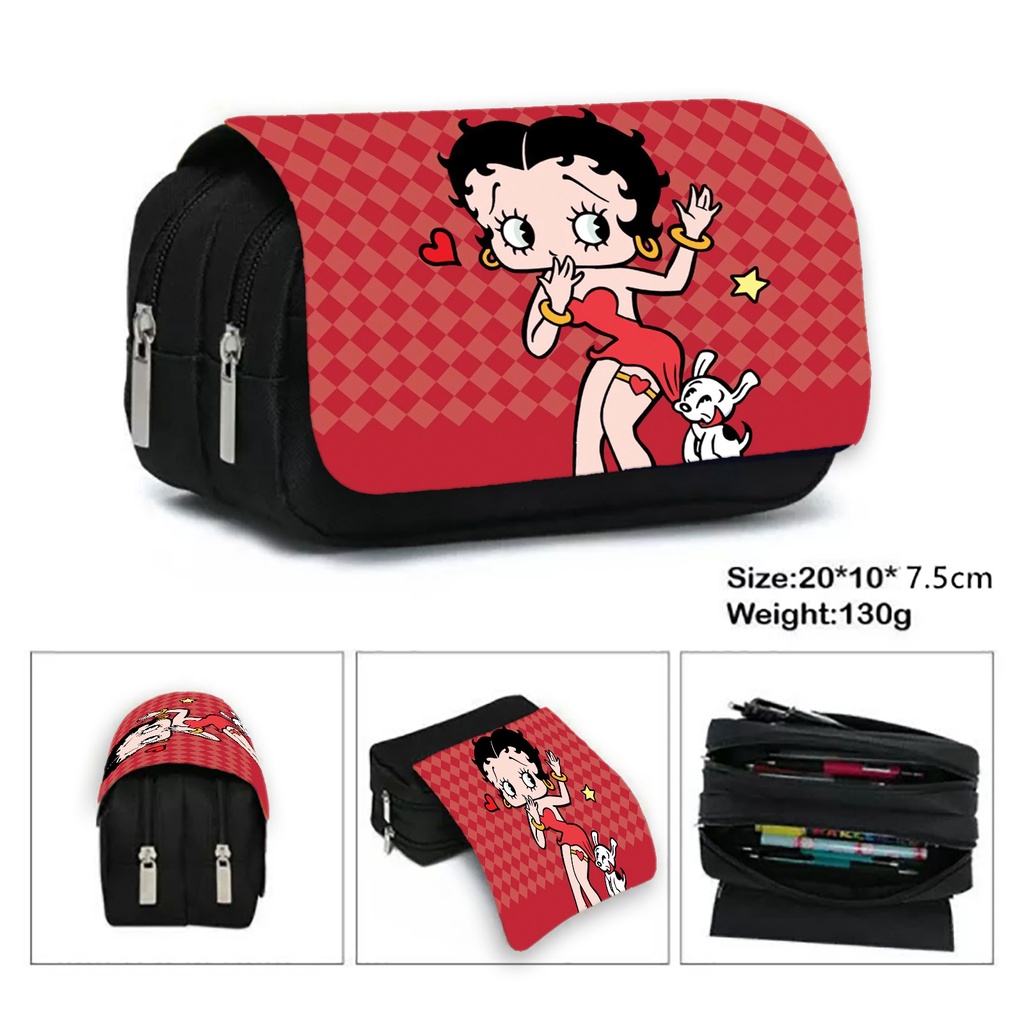 Caixa De Lápis Betty boop Com Bolsos Duplos E Zíperes | Shopee Brasil