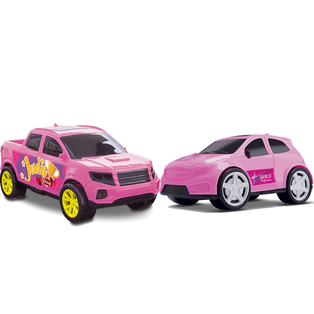 Kit Carrinho De Brinquedo Menina + Pick Up Caminhonete Rosa Lilás ...