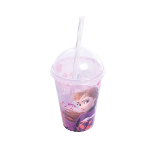 Copo Shake de Plástico 280 ml com Tampa e Canudo Copo Shake Frozen-Incolor