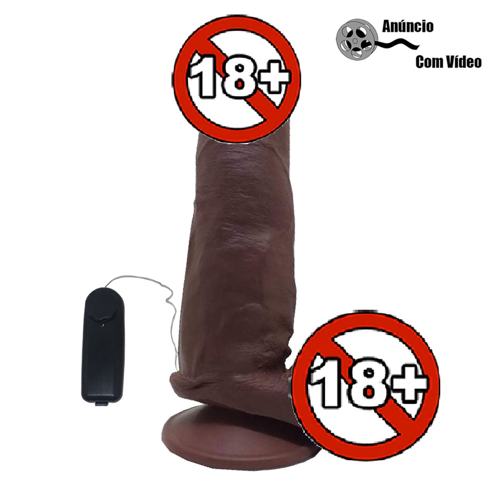 Pinto De Borracha Vibrador 19 X 4,5cm Com Escroto Ventosa - Artigo Sexshop