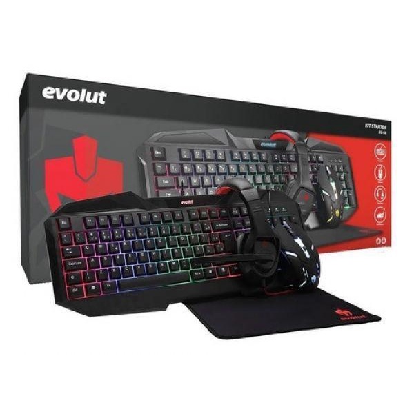 Kit Gamer LED RGB Teclado Mouse Headset Mousepad Evolut EG54