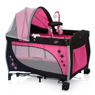 Berço Bebê Balanço Cercado Desmontável Portátil Chiqueirinho Cor: Rosa