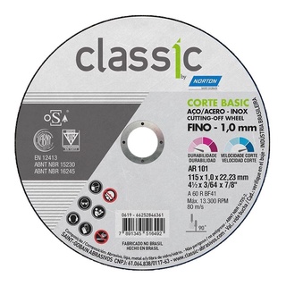 Disco de Corte Aco Inox Classic 4.1/2X1,0X7/8 AR 101 Norton