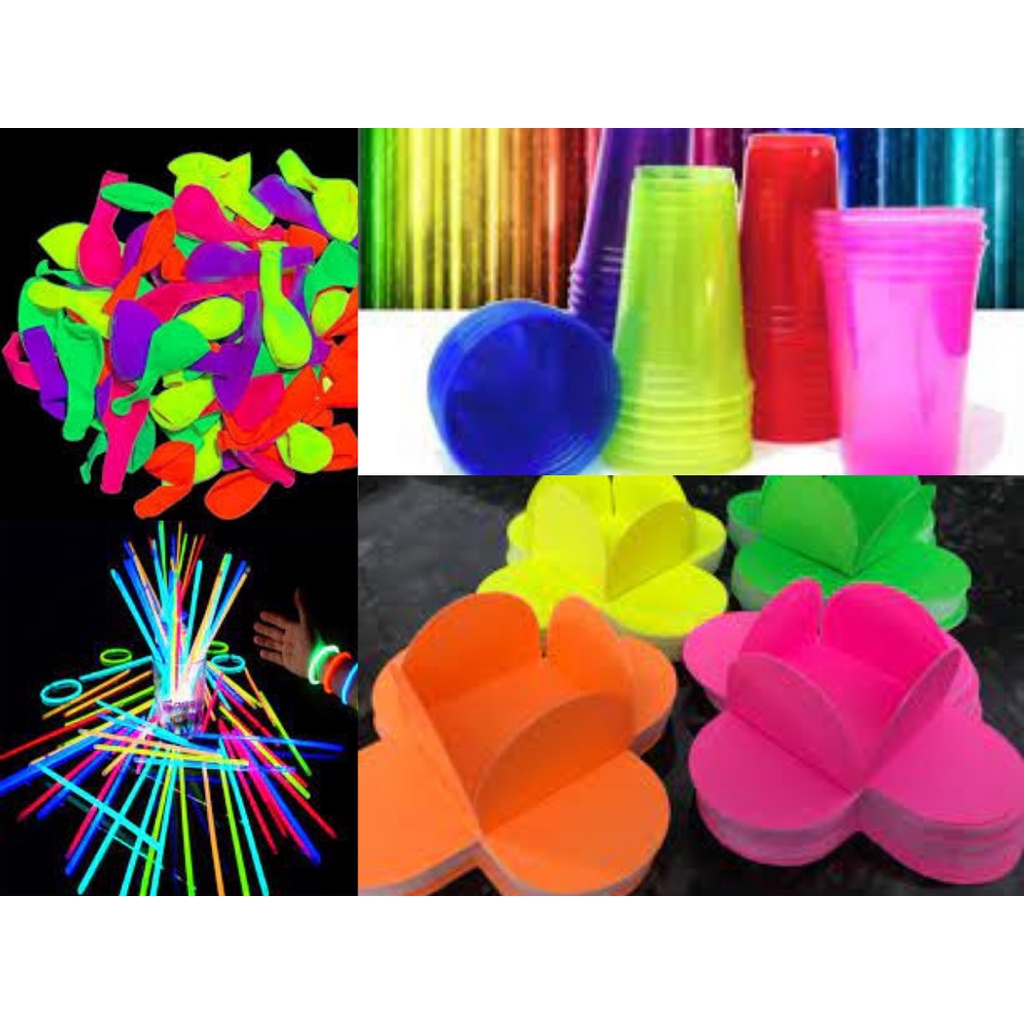 Kit 400 Itens Festa Balada Neon + 10 Plaquinhas Neon Brinde