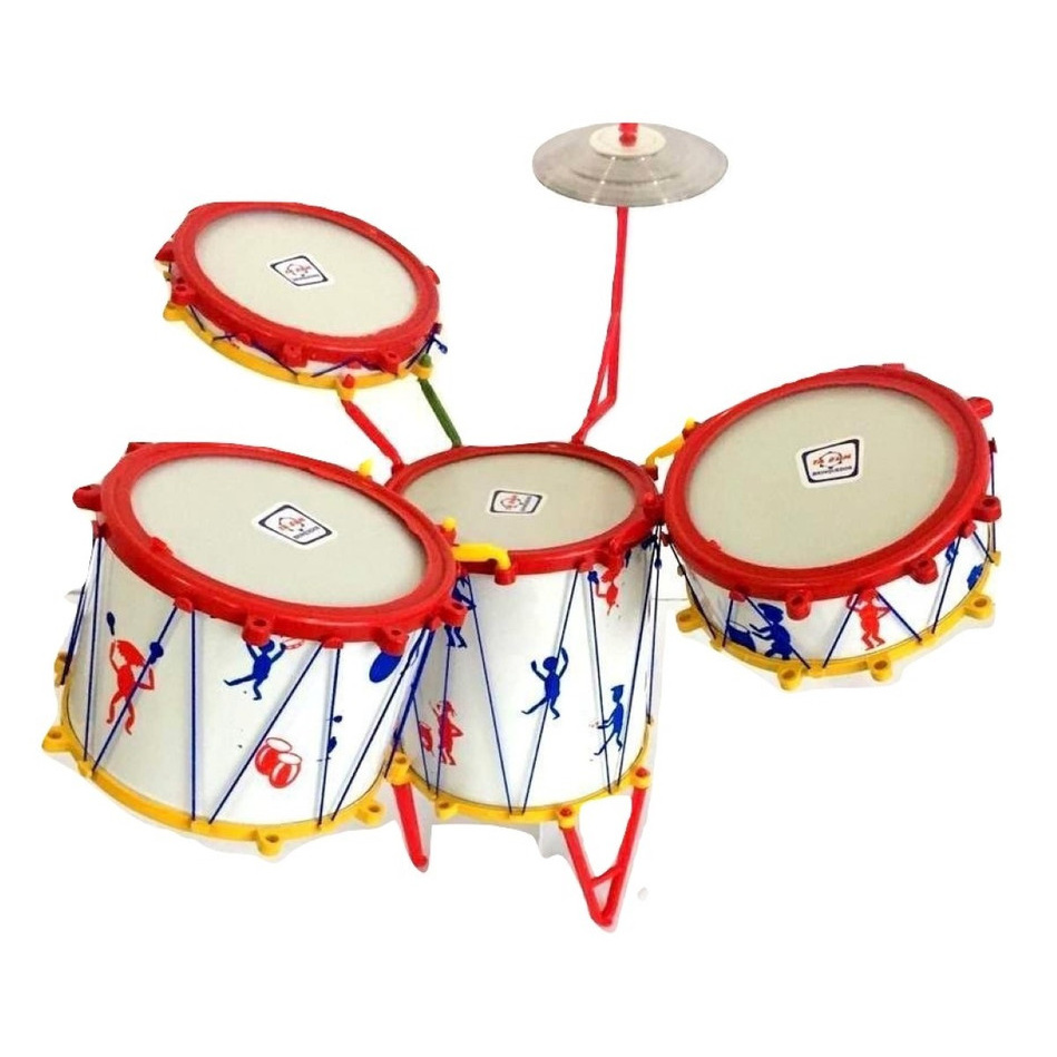 Claudio Reig Batería Infantil - Bombo, Bongos Y Platillo Con Pedal Y Baquetas