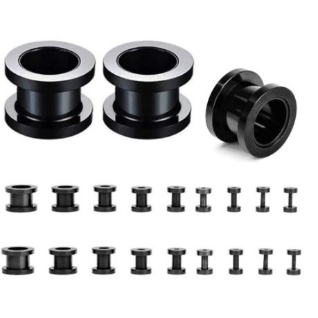 Alargador de Orelha Aço/ Preto/ Metal/ Aberto 1.2MM A 30MM -