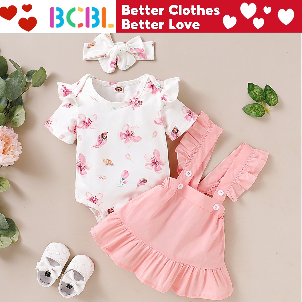 Conjunto de roupas Kawaii para bebês meninas de manga comprida com  suspensório floral e saias, macacão (marrom, 6 a 12 meses)