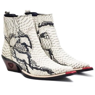 Bota Texana Masculina Country Botina Bico Fino Couro Jacaré Cano Curto 3000 Gelo