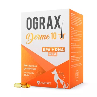 Suplemento Avert Ograx Derme 10 para Cães e Gatos - C/ 30 Cápsulas