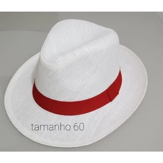 Chapéus estilo Panamá tamanho 60 cor branca com faixa vermelha