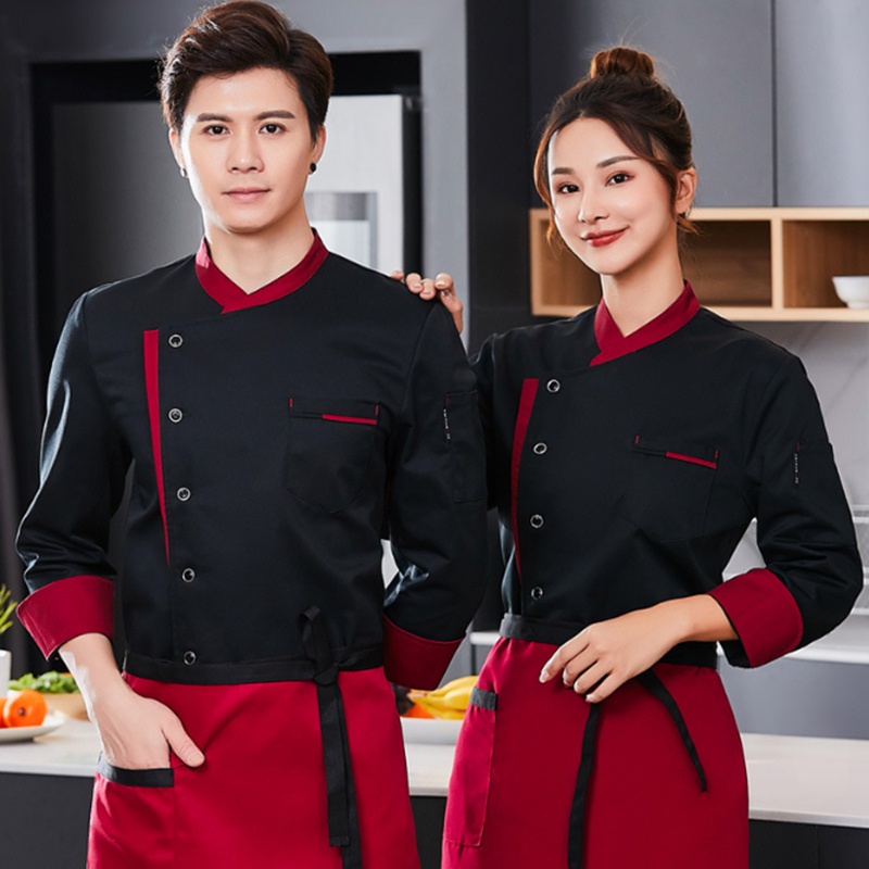 Uniformes Unisexo Chef De Hotel Manga Longa Costas Cozinha P