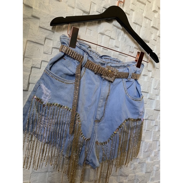 Shorts jeans sales customizados com pedrarias