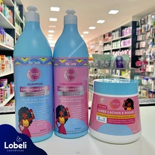 Kit Shampoo Condicionador e Máscara Super Cachos Fattore 900ml