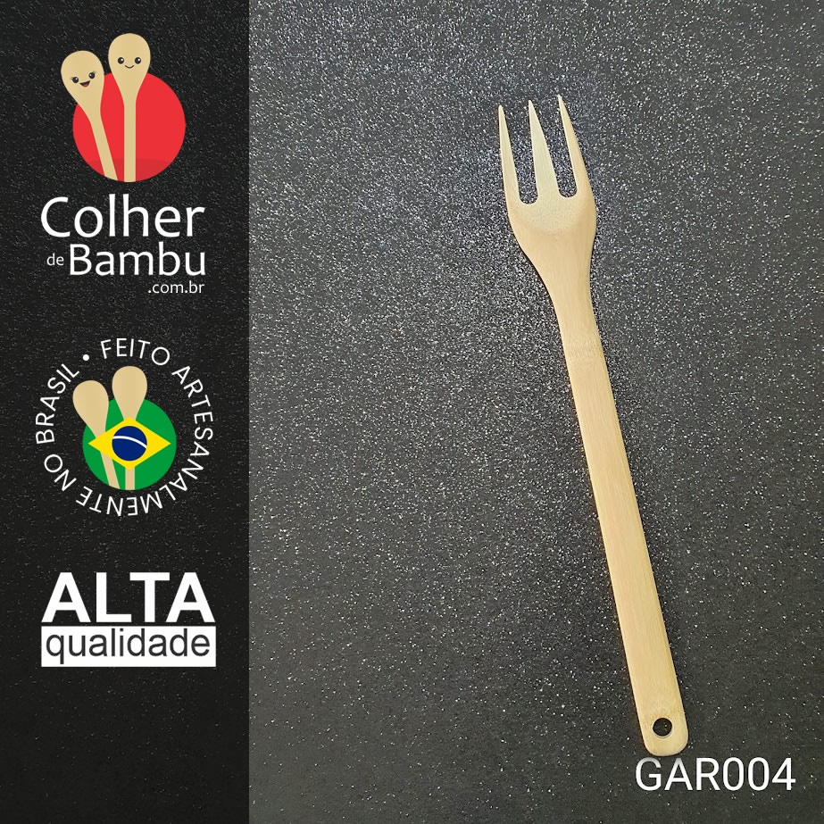 Garfo de Bambu aprox. 32cm para frigideira - Ideal para uso em ...