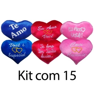 Coração De Pelúcia Pequeno Kit C/15 Atacado, Para Cestas Namorados, Dia Dos Pais, Páscoa