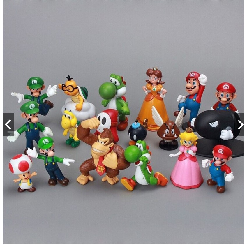 18pcs Super Mario Bros Figuras de Ação Brinquedos Set Jogo