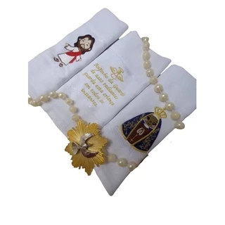 Kit 3 Fraldas De Boca Com Bainha Bordado Anjo