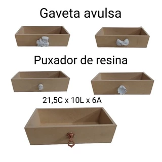 Gaveta avulsa com puxador de resina 21,5x10x6