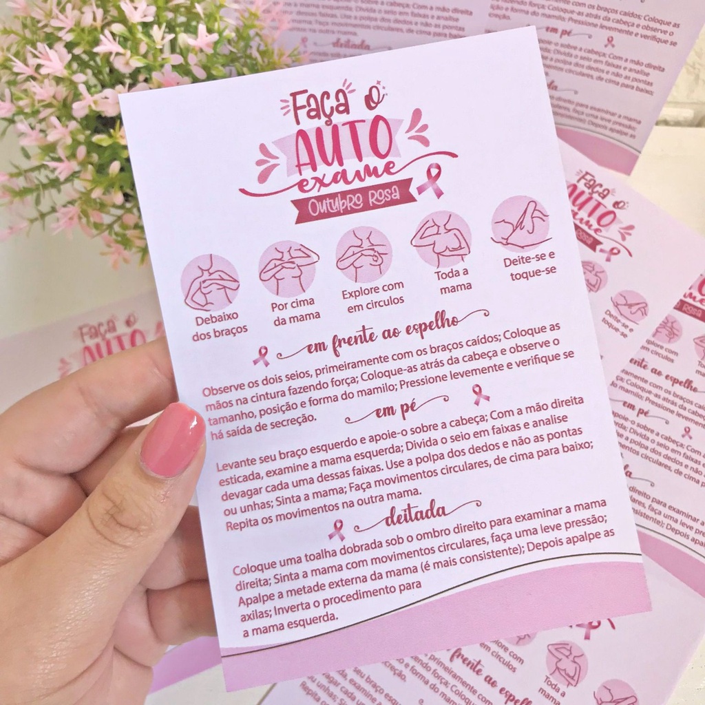 Folheto Outubro Rosa Auto Exame 18un | Shopee Brasil