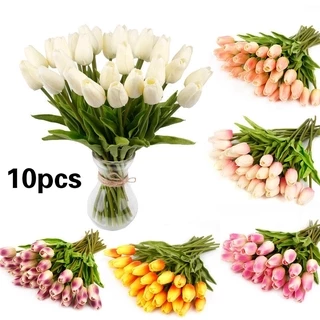 10PCS Tulip Rose Artificial Flower Latex Real Touch Bouquet De Casamento Decoração Em Casa