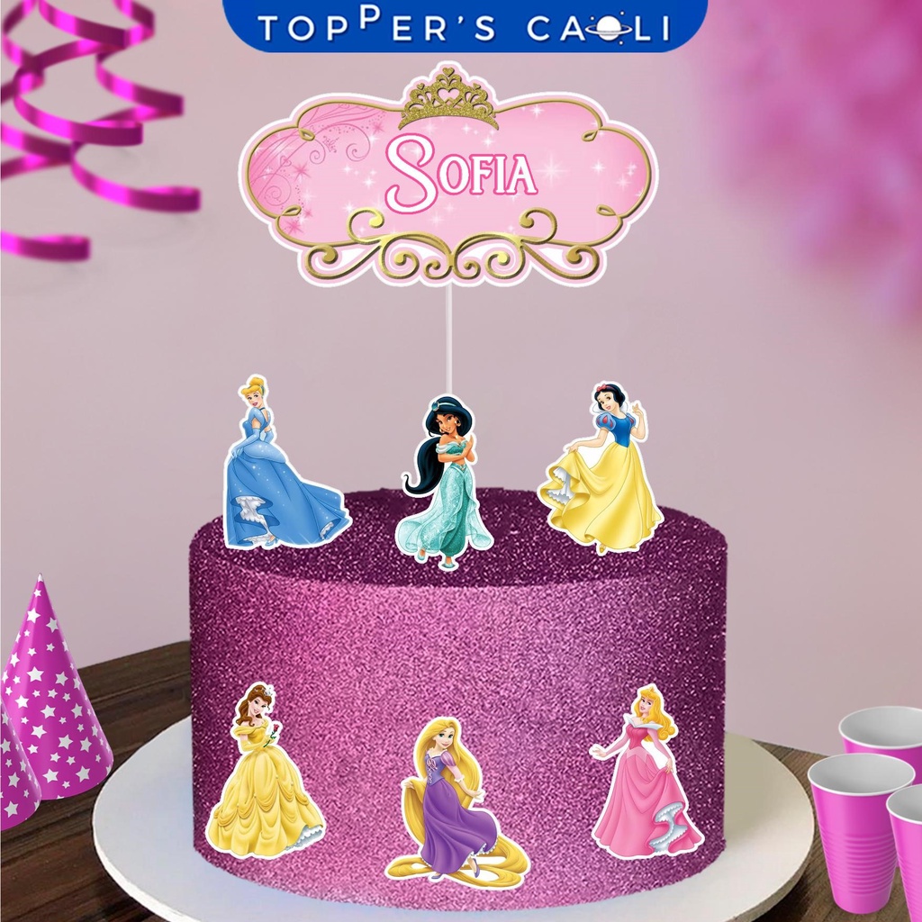 Topo Para Bolo Princesa Candy Topper 7pçs Decoração - Sanja Festas