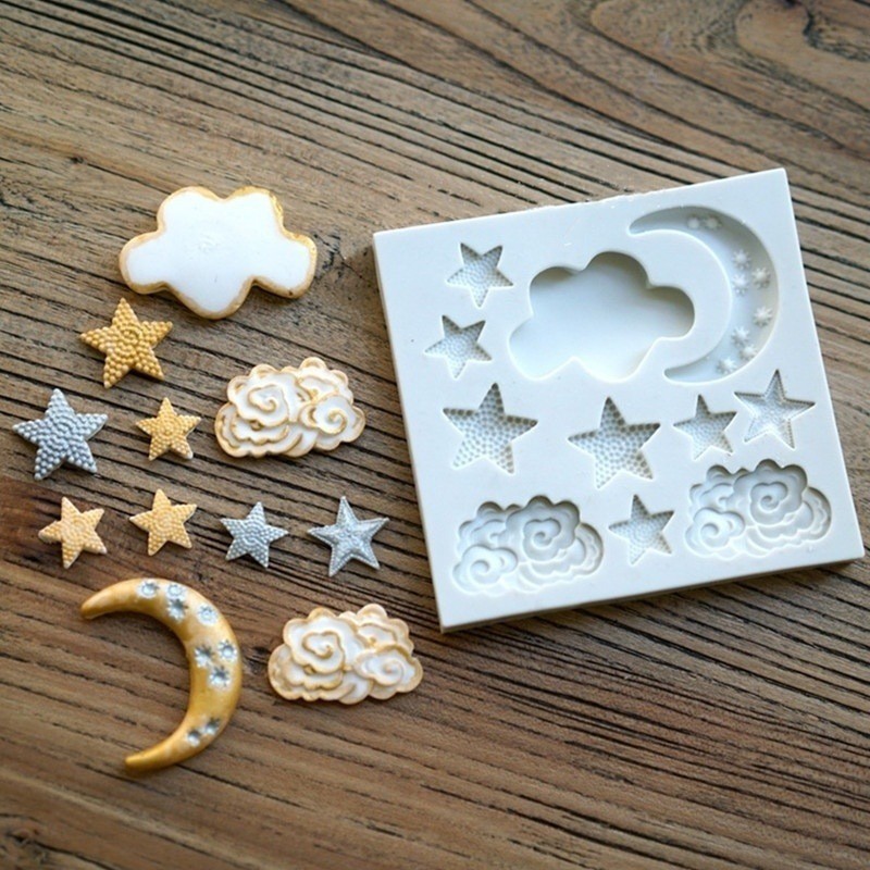 Estrela lua silicone diy fondant bolo molde goma molde de chocolate aparelho de cozimento molde de bolo de silicone