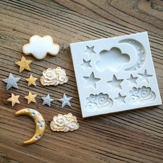 Estrela lua silicone diy fondant bolo molde goma molde de chocolate aparelho de cozimento molde de bolo de silicone
