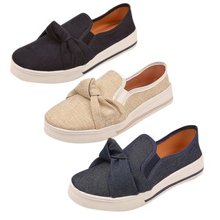 Kit 3 Pares Sapatilha Feminina Tenis Slip On Laço Nobuck 397