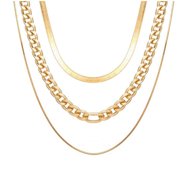 Colar Dourado Trio Gargantilha Correntes Laminadas Z4820 | Shopee Brasil
