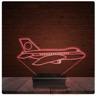 Abajur Luminária Acrílico Led - Avião jato Boeing Airbus 01
