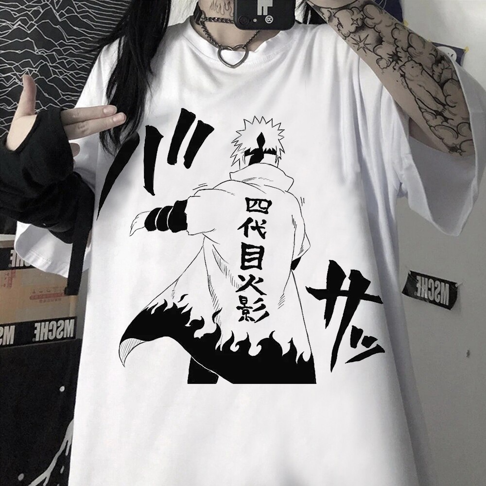 Camiseta Branca Quarto Hokage Minato Anime Naruto Masculina