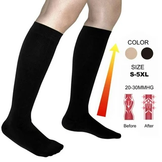 1 Par 20-30mmHg Meias de Compressão Masculina Feminina, Meias de Joelho Longo, Meias Fechadas Meias Femininas, Meias de Compressão Masculinas Mais Meias de Compressão Melhor Suporte Mais Meias Esportivas Tamanho