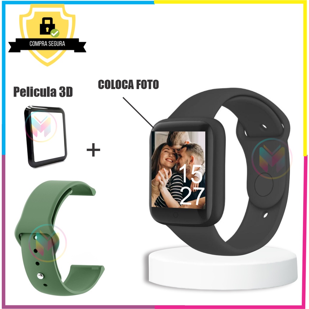 Smartwatch D20 Relógio Digital Película 2 Pulseiras Garantia