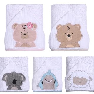 Toalha Fralda Bebê Papi Soft Com Capuz Bichinhos Três Camadas Soft em Oferta na Shopee