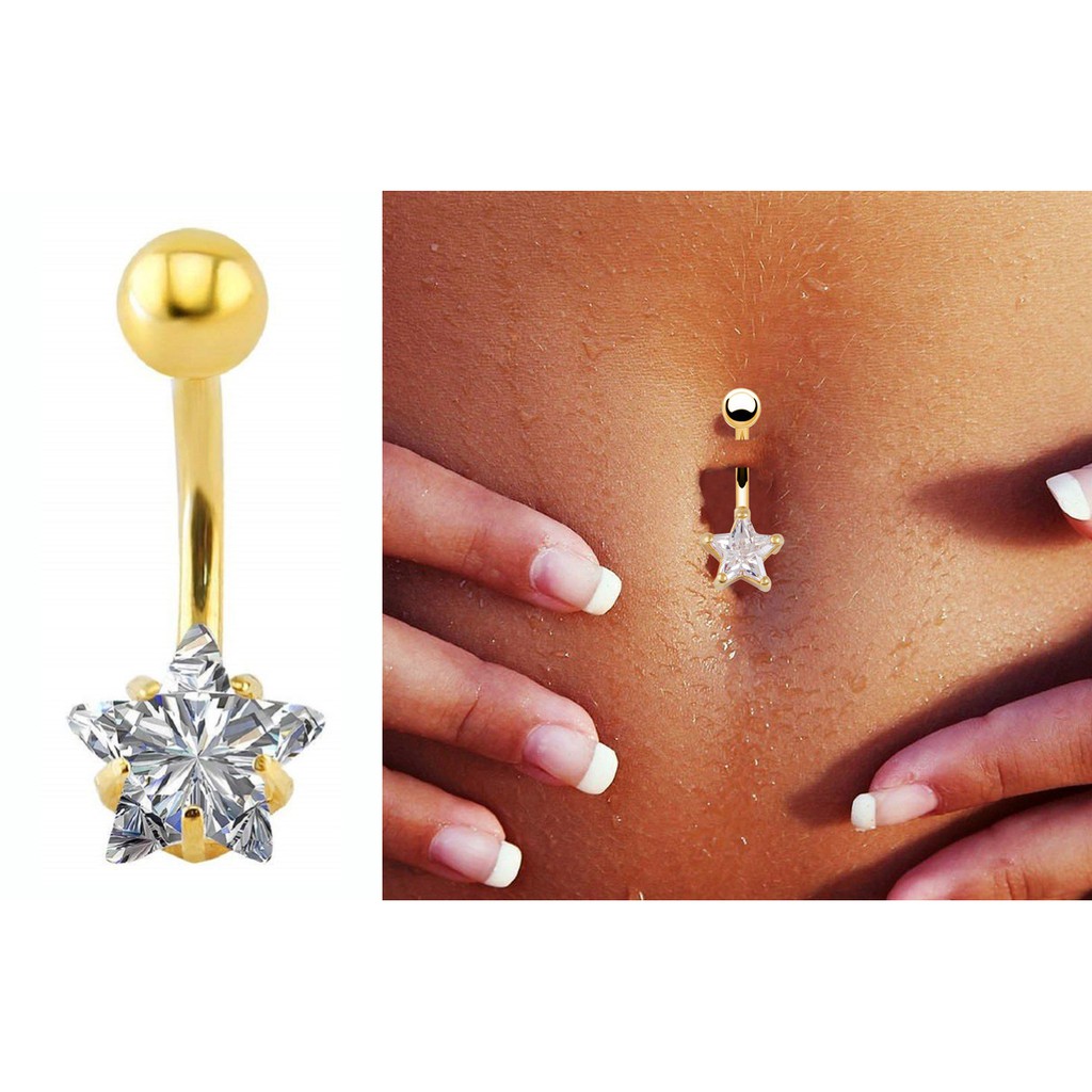 Piercing De Umbigo Com Strass Em Aço Cirúrgico - M - SegundoFuro.com