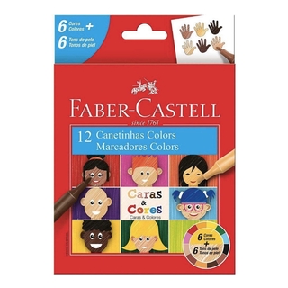 Canetinha Caras e Cores FABER-CASTELL c/ 12 Cores 6 Cores + 6 Tons de Pele