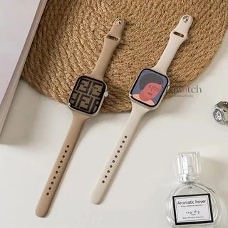 【 23 Cores 】 Pulseira De Doces Alça Fina De Silicone Para Apple Watch Iwatch Band 49mm 45mm 41mm 44mm 40mm 38mm 42mm Fivela De Metal Faixa Flexível Series 9 8 7 6 5 SE 4 3 2 Casual Respirável Moda